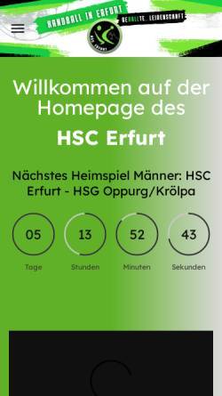 Vorschau der mobilen Webseite www.hsc-erfurt.de, HSC Erfurt e.V.