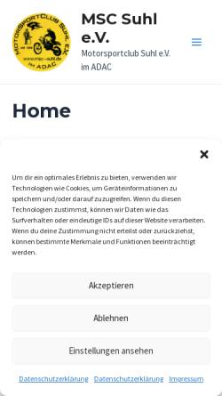 Vorschau der mobilen Webseite www.msc-suhl.de, Motorsport Club Suhl e.V. im ADAC