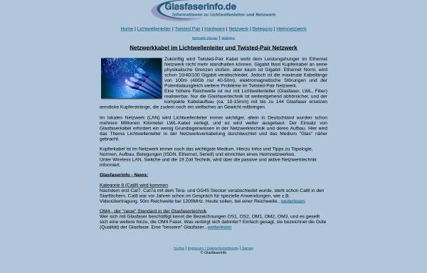 Vorschau von www.glasfaserinfo.de, Lichtwellenleiter und Netzwerk