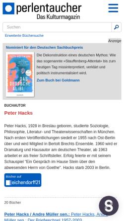 Vorschau der mobilen Webseite www.perlentaucher.de, Peter Hacks
