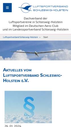 Vorschau der mobilen Webseite www.luftsport-sh.de, Luftsportverband Schleswig-Holstein e.V.