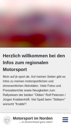 Vorschau der mobilen Webseite www.jk-sport.de, Motorsport im Norden