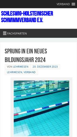 Vorschau der mobilen Webseite www.shsv.de, Schleswig-Holsteinischer Schwimmverband e.V.