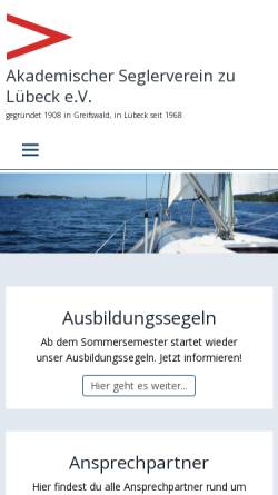 Vorschau der mobilen Webseite asv-luebeck.de, Akademischer Seglerverein Greifswald zu Lübeck e. V.