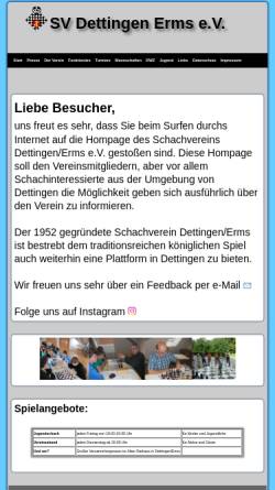 Vorschau der mobilen Webseite www.svdettingen.schachvereine.de, Schachverein Dettingen Erms e.V.