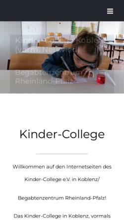 Vorschau der mobilen Webseite www.kinder-college.de, Kinder-College e.V.
