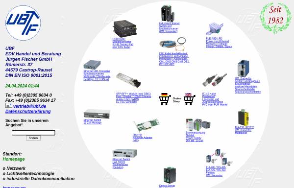Vorschau von www.ubf.de, UBF EDV Handel und Beratung, Jürgen Fischer GmbH
