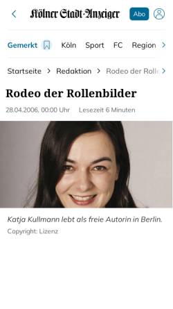 Vorschau der mobilen Webseite www.ksta.de, Rodeo der Rollenbilder