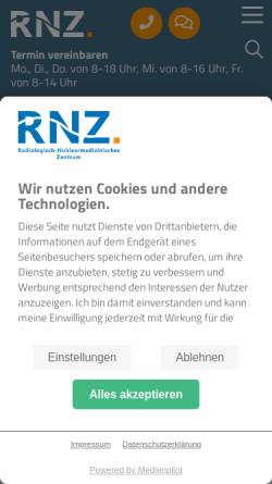 Vorschau der mobilen Webseite www.radiologiezentrum.com, Apparategemeinschaft und Gemeinschaftspraxis für Radiologie, Nürnberg/Lauf