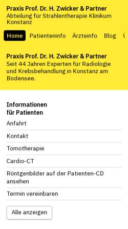 Vorschau der mobilen Webseite www.radiologen-konstanz.de, Gemeinschaftspraxis Prof. Dr. H. Zwicker und Dr. P. Köhler
