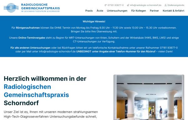 Vorschau von www.radiologie-schorndorf.de, Radiologische Gemeinschaftspraxis Schorndorf