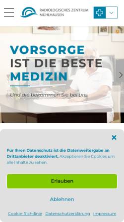 Vorschau der mobilen Webseite www.roezentrum.de, Radiologisches Zentrum - Gemeinschaftspraxis Mühlhausen/Thüringen