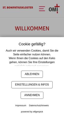 Vorschau der mobilen Webseite www.bonifatiuskloster.de, Bonifatiuskloster Hünfeld