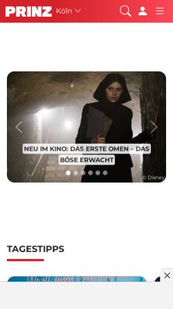 Vorschau der mobilen Webseite prinz.de, Prinz online