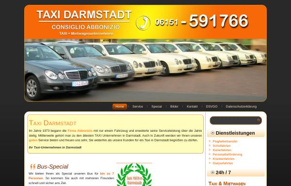 Vorschau von www.taxidarmstadt.com, Taxi Funk Darmstadt e.G