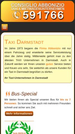 Vorschau der mobilen Webseite www.taxidarmstadt.com, Taxi Funk Darmstadt e.G