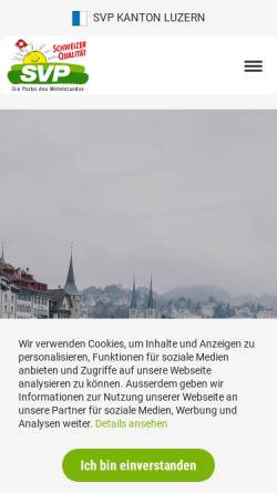 Vorschau der mobilen Webseite www.svplu.ch, Schweizerische Volkspartei Kanton Luzern - SVP
