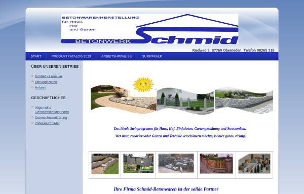 Vorschau von www.schmid-betonwaren.de, Betonwerk Schmid GmbH