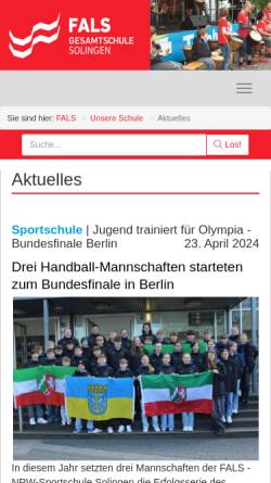 Vorschau der mobilen Webseite www.fals.de, Kanu-AG der Friedrich-Albert-Lange-Schule
