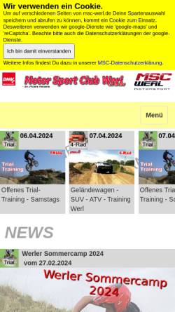 Vorschau der mobilen Webseite www.msc-werl.de, Motor Sport Club Werl
