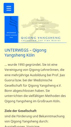 Vorschau der mobilen Webseite www.qigong-yangsheng-koeln.de, UNTERWEGS Gesellschaft für Qigong Yangsheng Köln