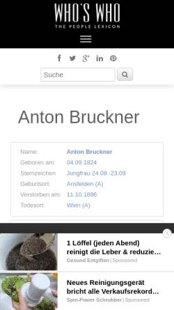 Vorschau der mobilen Webseite whoswho.de, Kurzbiografie Anton Bruckner