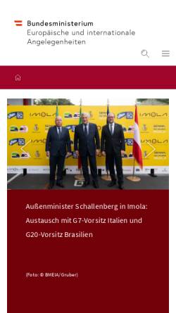 Vorschau der mobilen Webseite www.bmaa.gv.at, Bundesministerium für auswärtige Angelegenheiten Österreich
