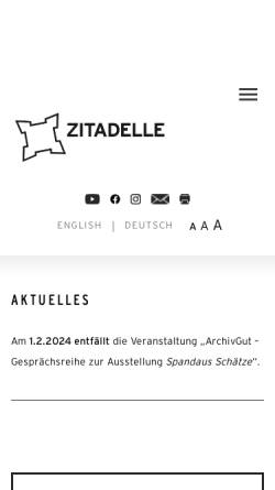 Vorschau der mobilen Webseite www.zitadelle-berlin.de, Zitadelle Spandau