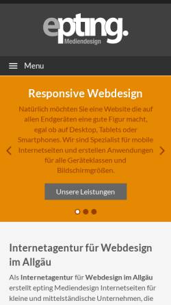 Vorschau der mobilen Webseite www.epting-mediendesign.de, Epting Mediendesign