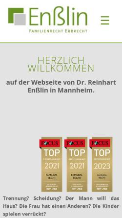 Vorschau der mobilen Webseite www.rechtsanwalt-ensslin.de, Rechtsanwalt Dr. Reinhart Enßlin