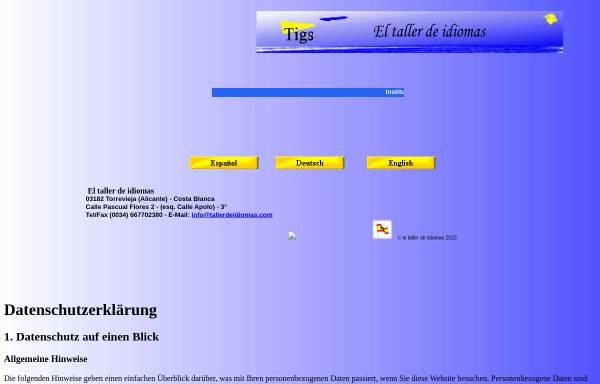 Vorschau von www.tallerdeidiomas.com, El taller de idiomas