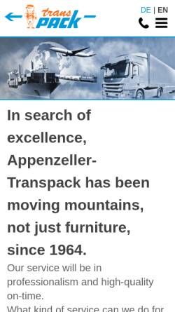 Vorschau der mobilen Webseite www.appenzeller-transpack.ch, Appenzeller-Transporte