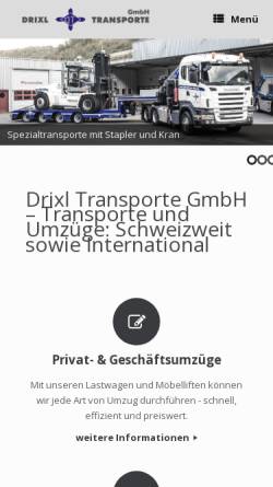 Vorschau der mobilen Webseite www.drixl.ch, Drixl Transporte