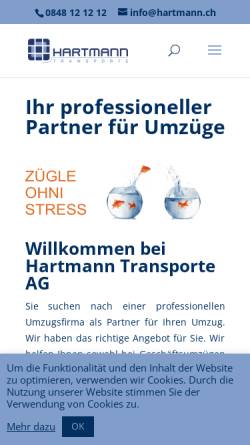 Vorschau der mobilen Webseite hartmann.ch, Hartmann Transporte GmbH