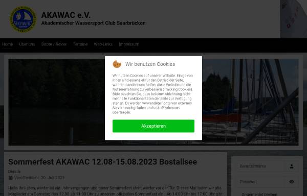 Vorschau von www.akawac.de, Akademischer Wassersport Club Saarbrücken e.V.
