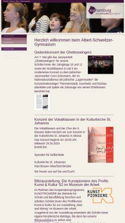 Vorschau der mobilen Webseite www.asg-ehemalige.de, Hamburg - Albert-Schweitzer-Gymnasium (ASG) - Seiten der Ehemaligen