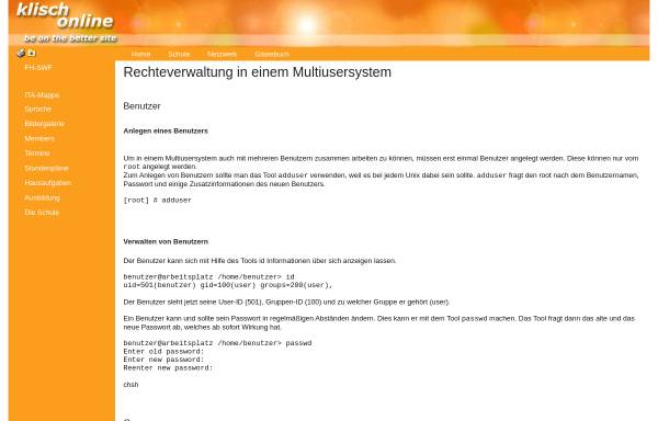 Vorschau von www.klisch-online.de, Rechteverwaltung in einem Multiusersystem