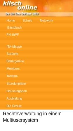 Vorschau der mobilen Webseite www.klisch-online.de, Rechteverwaltung in einem Multiusersystem