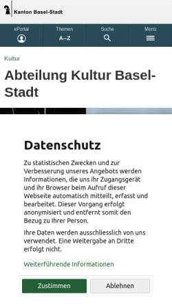 Vorschau der mobilen Webseite www.baselkultur.ch, Erziehungsdepartement Basel-Stadt, Ressort Kultur