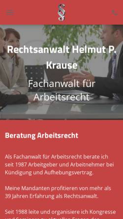 Vorschau der mobilen Webseite www.rakrause.de, Krause Helmut P.