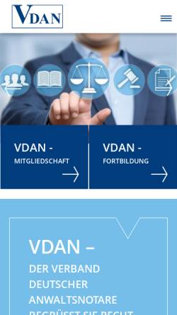 Vorschau der mobilen Webseite vdan.de, Verband deutscher Anwaltsnotare e.V.
