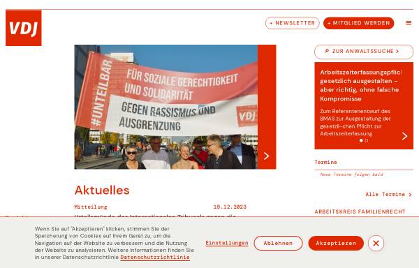 Vorschau von www.vdj.de, Vereinigung demokratischer Juristinnen und Juristen e.V.