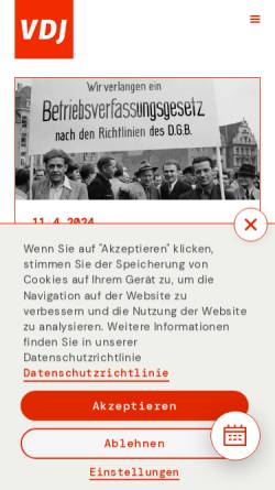 Vorschau der mobilen Webseite www.vdj.de, Vereinigung demokratischer Juristinnen und Juristen e.V.
