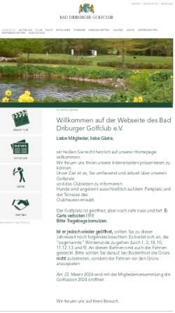 Vorschau der mobilen Webseite www.bad-driburger-golfclub.de, Bad Driburger Golfclub e.V.