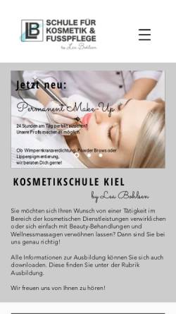 Vorschau der mobilen Webseite www.kosmetikschule-kiel.com, Lehranstalt für Kosmetik und Fußpflege Kiel