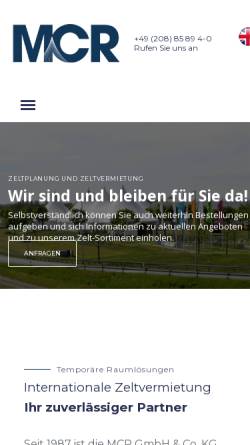 Vorschau der mobilen Webseite mcr-zelte.de, MCR GmbH & Co.KG