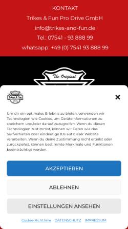 Vorschau der mobilen Webseite trikes-and-fun.de, Trikes & Fun Pro Drive GmbH