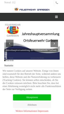 Vorschau der mobilen Webseite www.ffw-garbsen.de, Freiwillige Feuerwehr Garbsen