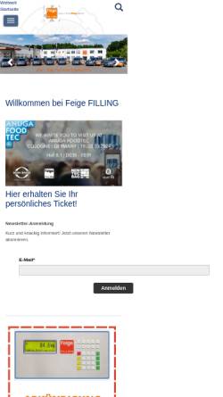 Vorschau der mobilen Webseite www.feige.com, Feige GmbH Filling Technology