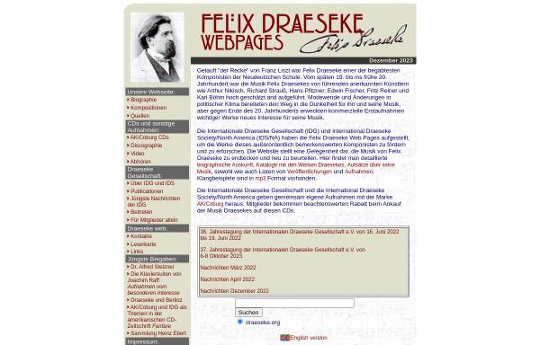 Vorschau von draeseke.org, Felix Draeseke Homepage